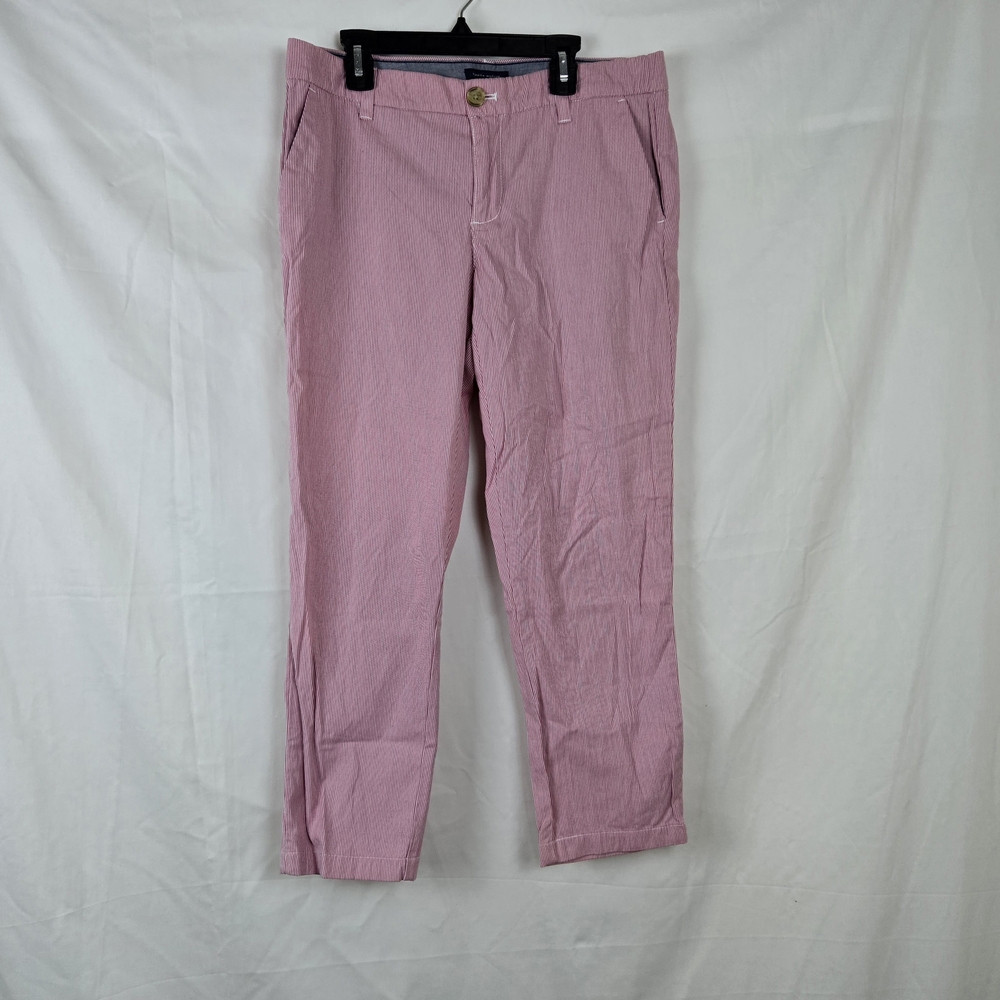Tommy Hilfiger Women's Pink White Candy Stripe Stretch Slim Ankle Casual Pants 6